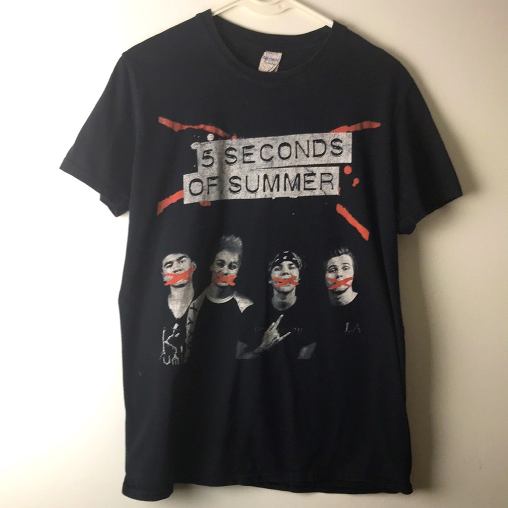Gildan 5 seconds of Summer 2015 tour black t-shirt Sz M